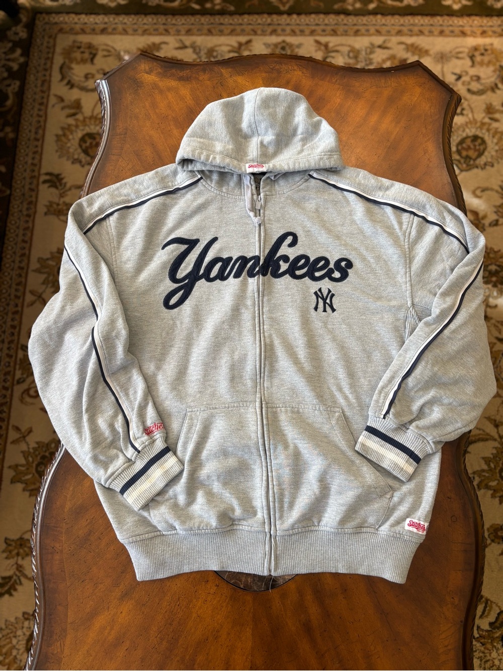 Stitches Gray Yankees Full-Zip Hoodie Jacket